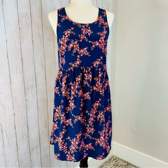 Old Navy | Navy Blue Floral Sleeveless Dress - Picture 2 of 12